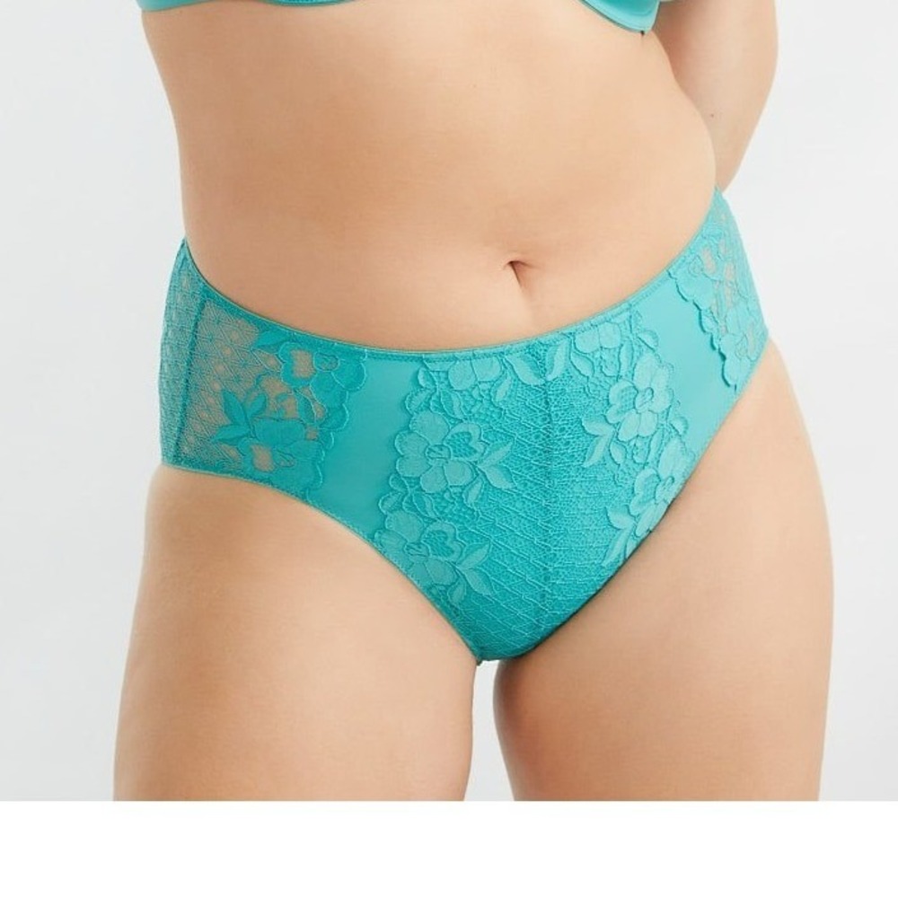 Bare necessities nwt teal green burgundy red L floral lace brief bundle‎ set